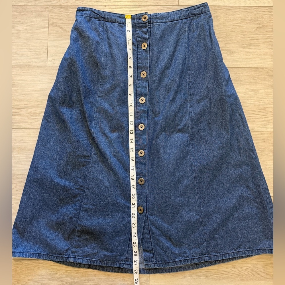 Vermont Country Store Denim Midi Skirt Sz M P Boho Retro A Line Ranch Western - Picture 4 of 8
